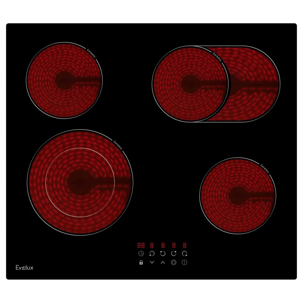 90623850 Электрическая варочная панель Evelux HEV 642 B 60 см 4 конфорки цвет черный STLM-0312528