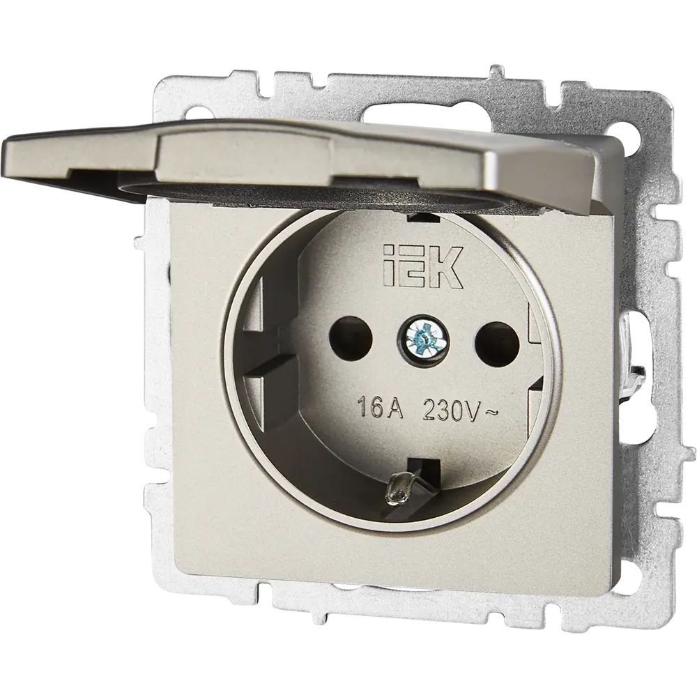 Розетка IEK Brite с заземлением и защитными шторками, цвет сталь 87761603 STLM-1431366 - Вид №7