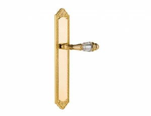 0A2941.B00.01 Дверные ручки на пластинах с кристаллами сваровски и европрофилем 85мм Золото 24К