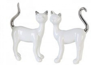 46515 Casablanca, керамическая композиция "Кошки Милли", цвет бело-серебристый (продаются парой)