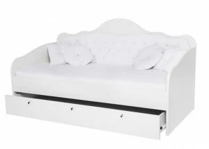 Кровать диван ABC-KING Princess/Фея белая ткань стразами Сваровски (190*90) без ящика и матраса