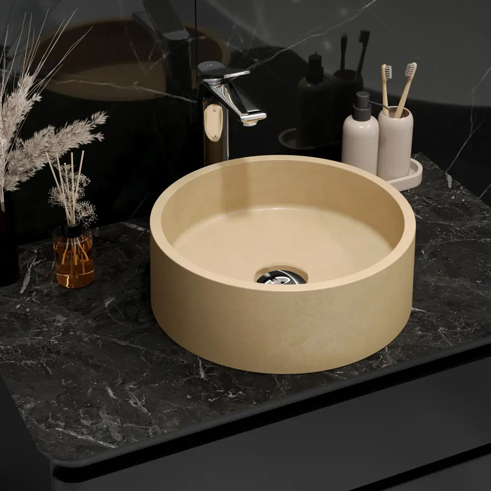 Раковина Round накладная 36x36 см цвет бежевый матовый Santreyd STLM-2032677 - Вид №4