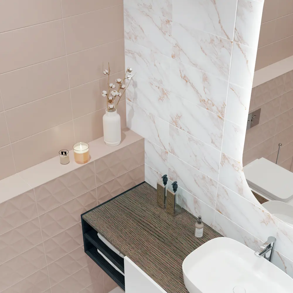 Плитка настенная KREAFORTA Mersey Monor 20x40 см 1.2 м² матовый цвет розовый STLM-2092545