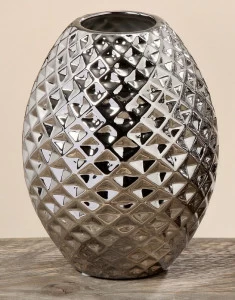 Ваза керамическая серебро ромбы 18 см Celly FRATELLI BARRI ART 00-3886088 Серебро