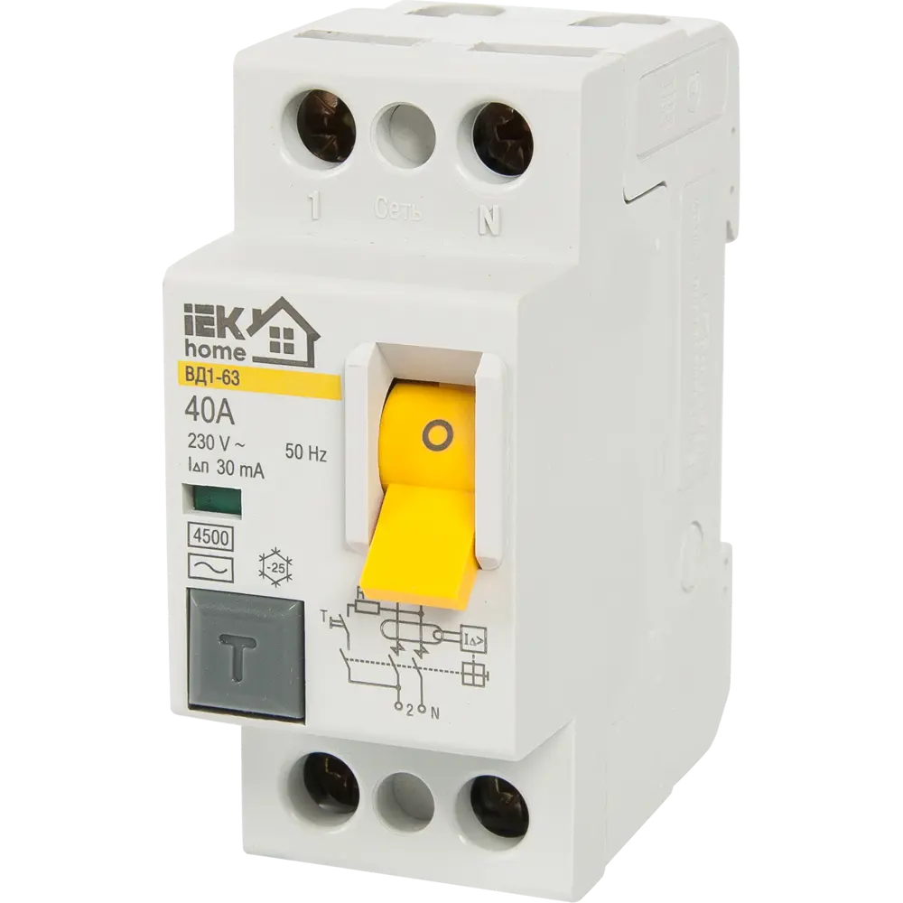 УЗО IEK Home ВД1-63 40А - защита от токов утечки для дома 18072598 STLM-0009419