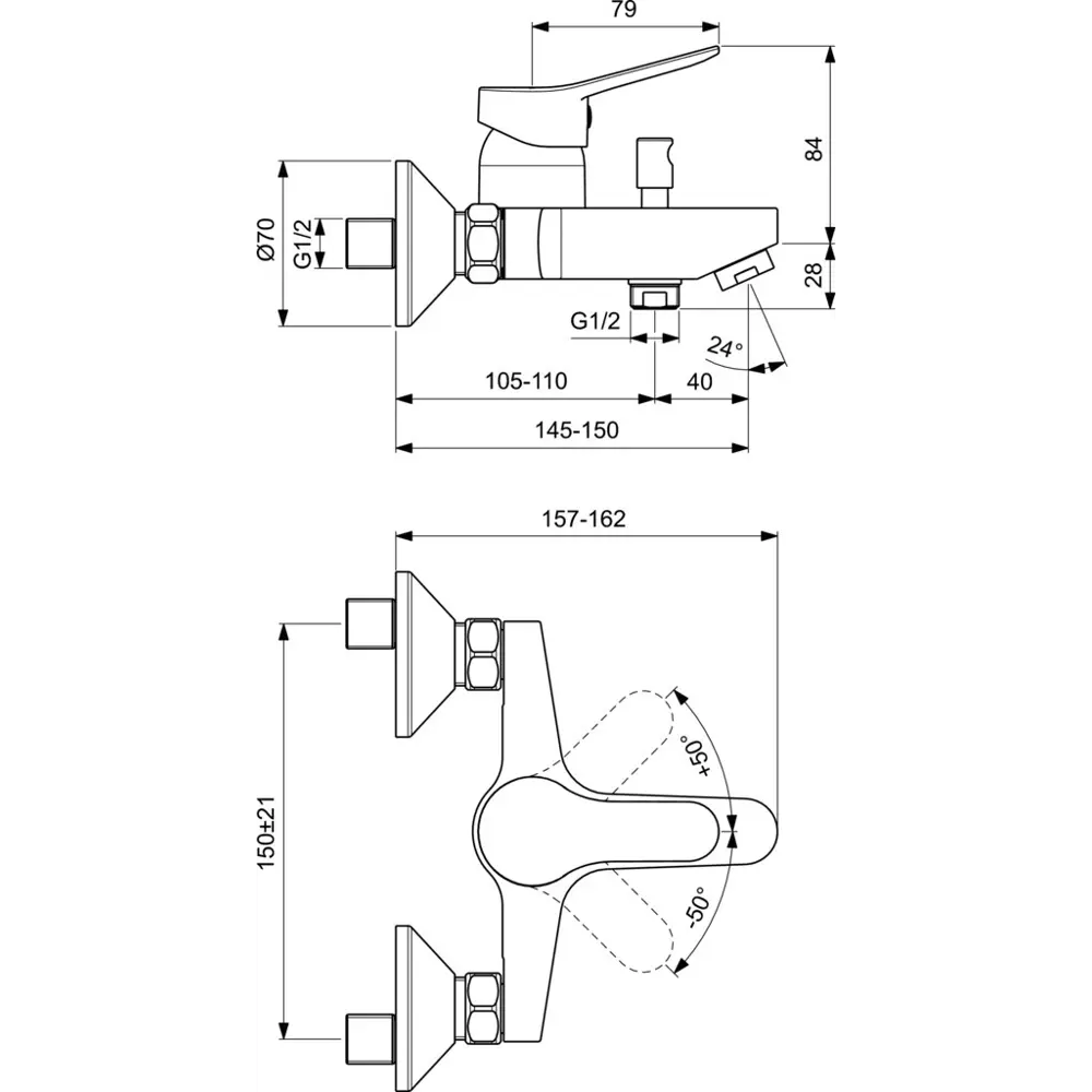 Смеситель для ванны и душа Vidima Luna BA383AA однорычажный цвет хром STLM-2167325 - Вид №4