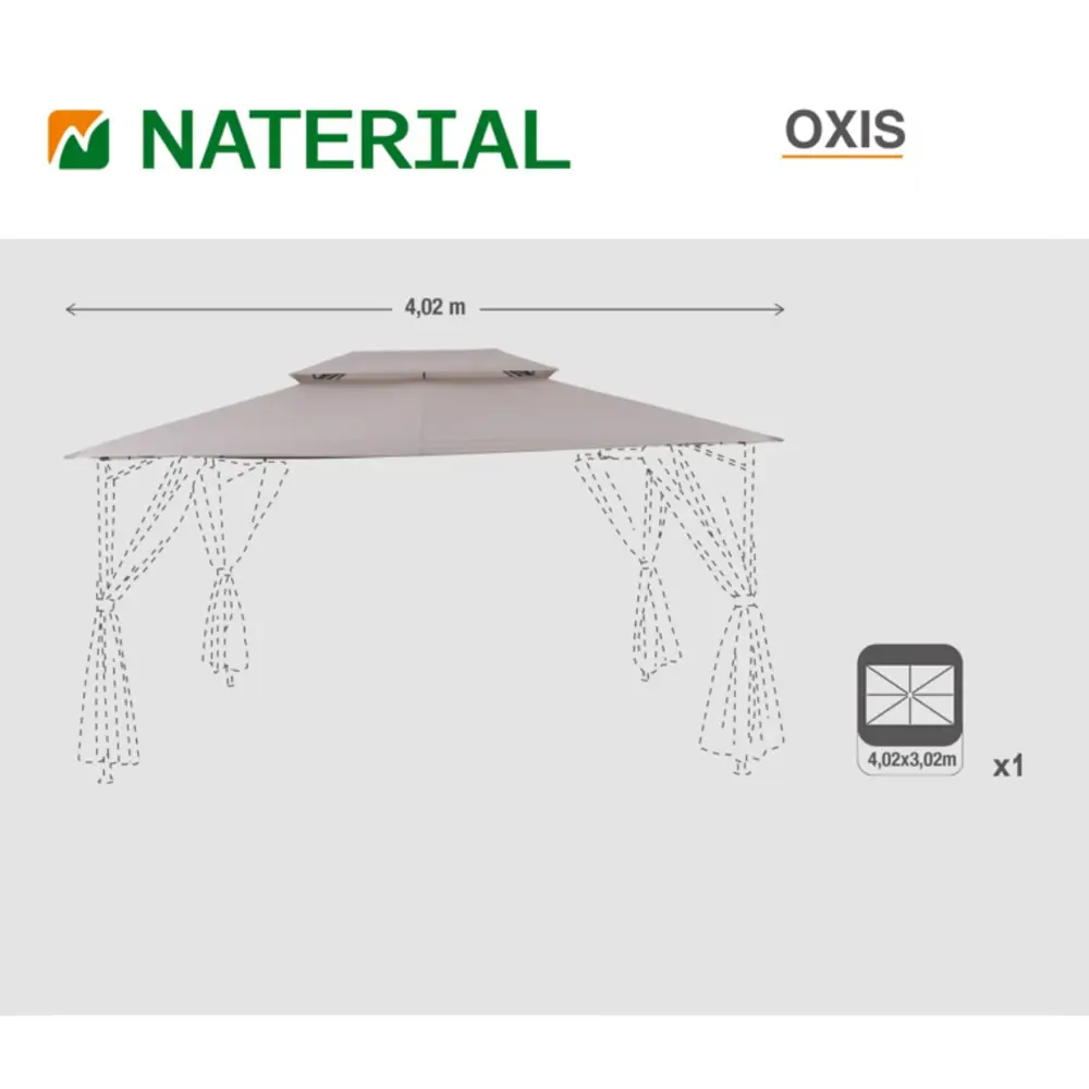 Крыша для павильона Oxis 3x4 м цвет тёмно-серый NATERIAL STLM-2041409 - Вид №6