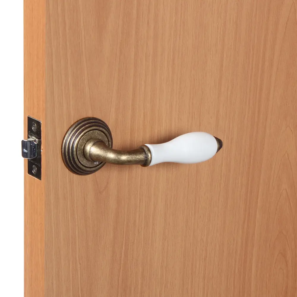 Ручки дверные на розетке EDS-V214 ЦАМ никелированное покрытие цвет античная бронза EDSON STLM-2008863 - Вид №6