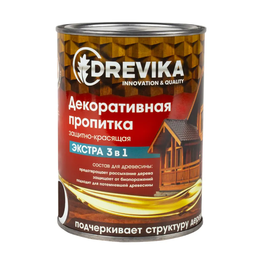 91095699 Пропитка древесины DREVIKA ЭКСТРА 3 В 1 3486 тик 0.8 л STLM-0481932