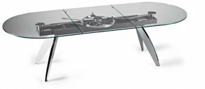 NAOS Овальный раздвижной обеденный стол из хрусталя