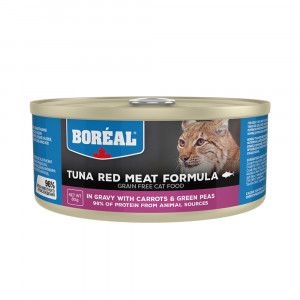 ПР0058955 Корм для кошек красное мясо тунца в соусе с морковью и зеленым горошком банка 80г Boreal