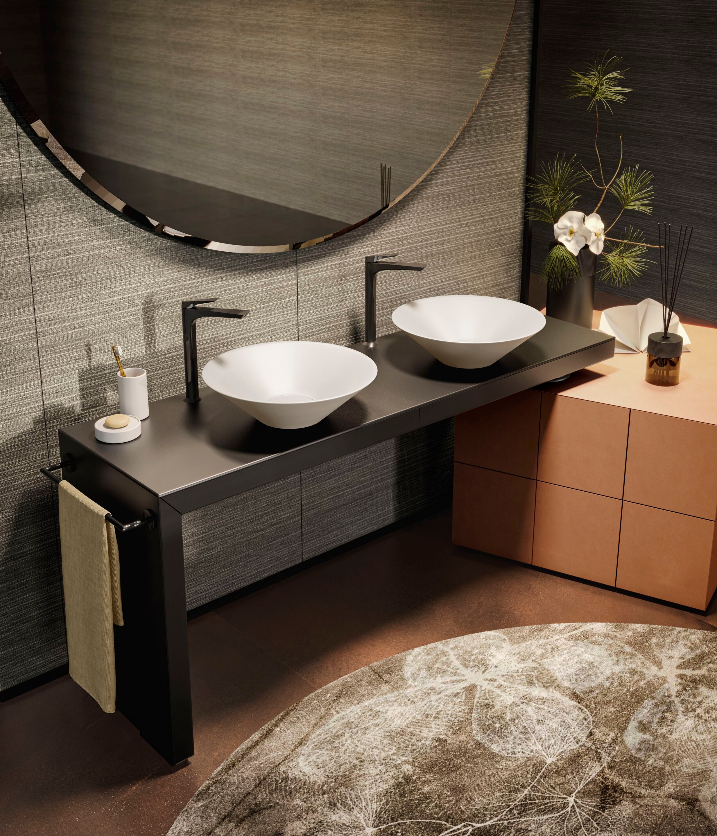 Высокий смеситель для раковины из хромированной латуни со сливом Gessi вентилятор ARCH-00111464