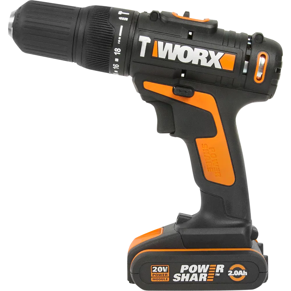 Дрель-шуруповерт аккумуляторная Worx WX371.1, 20 В Li-ion 2x2 Ач STLM-2192227 - Вид №1
