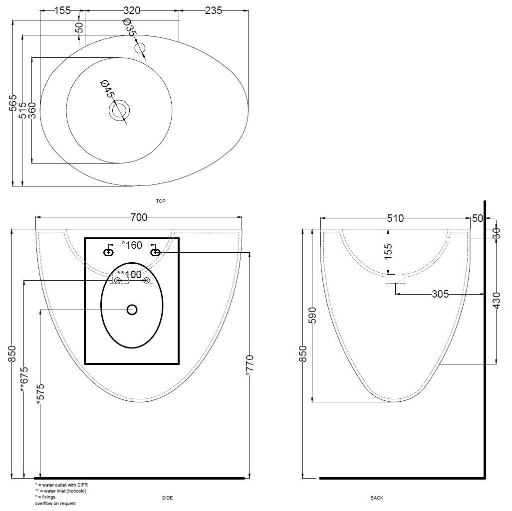 Керамическая подвесная раковина Ceramica Cielo банки ARCH-00046682 - Вид №3