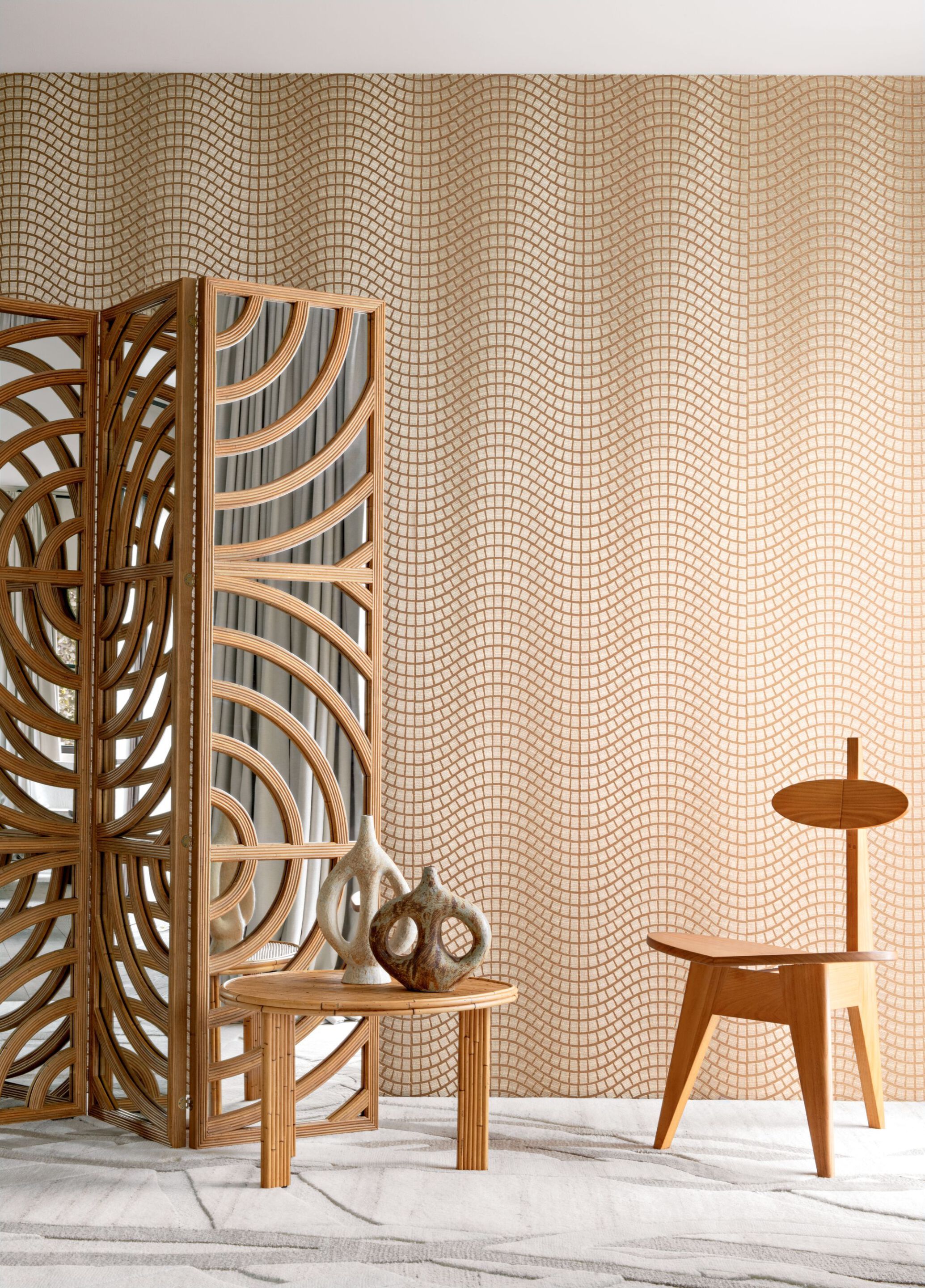 Сизаль вышитая настенная ткань Casamance Hikari ARCH-00093082 - Вид №1