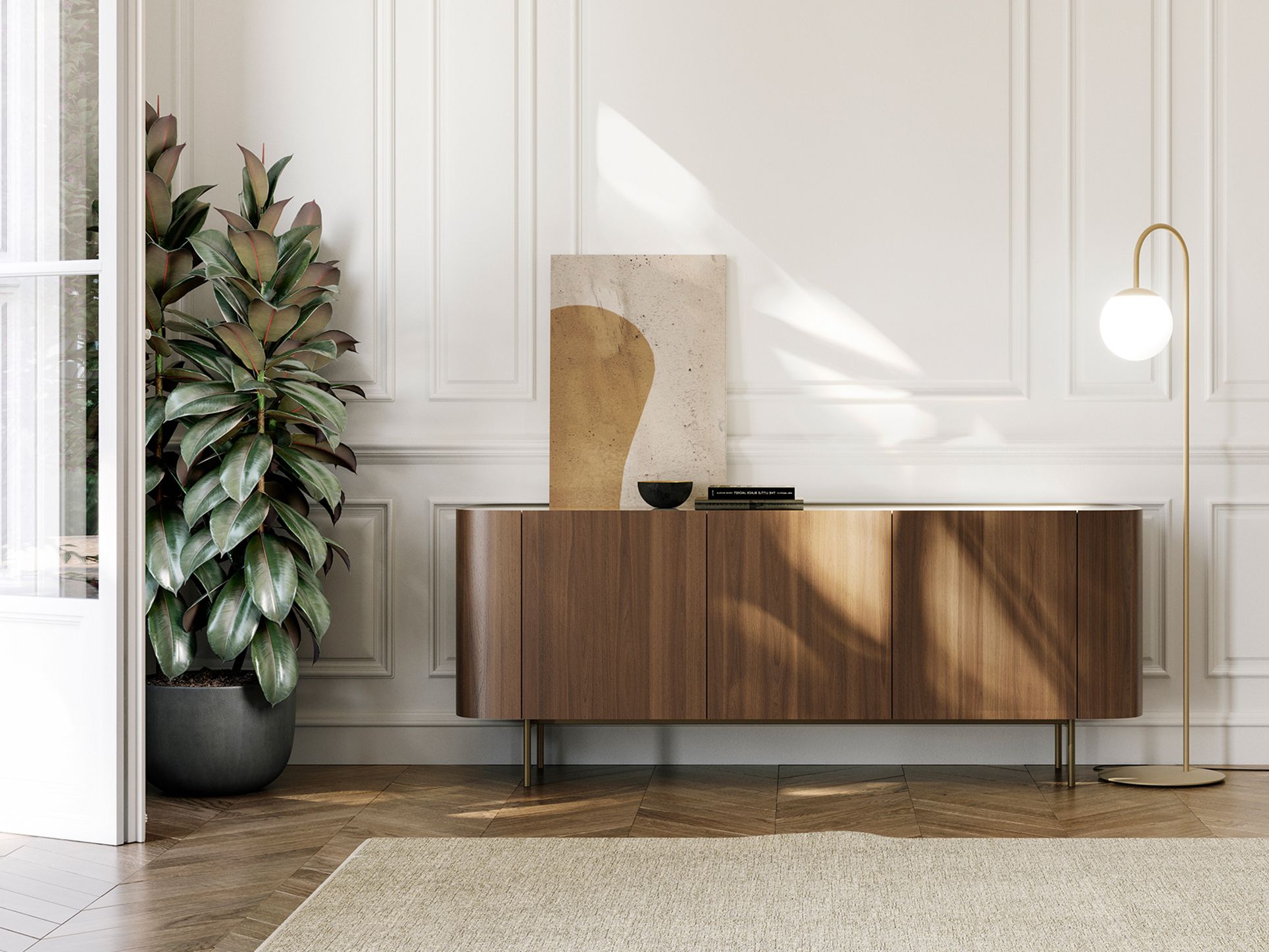 Трехдверный деревянный шпон с окрашенными металлическими ножками EFORMA SYRA ARCH-00142159 - Вид №1