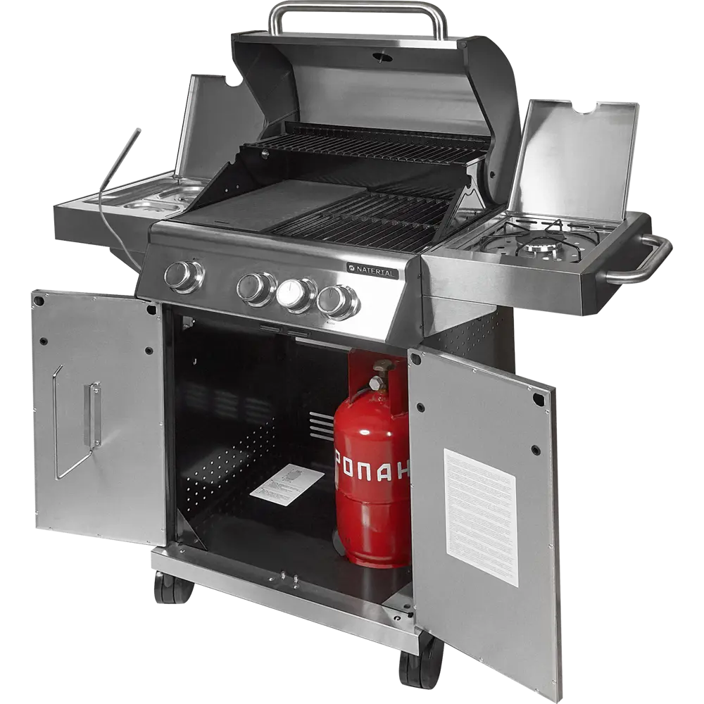 Газовый гриль Naterial Hudson 3-х конфорочный c дополнительной боковой конфоркой STLM-2190712 - Вид №6
