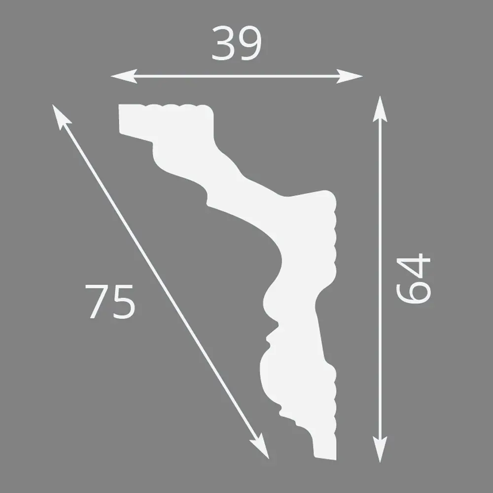 Плинтус потолочный полистирол инжекционный Format 207570 белый 39x64x2000 мм STLM-2062427 - Вид №3