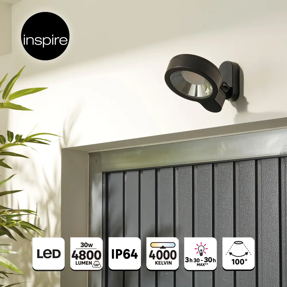 Прожектор светодиодный уличный SMD Inspire «Foggy» 30 Вт 6500К IP44 регулируемый белый свет STLM-2059607 - Вид №15