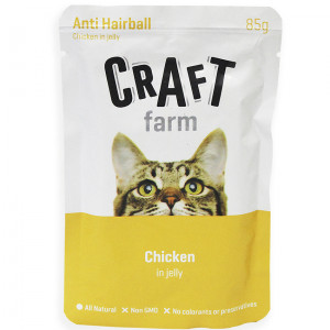 ПР0055979*12 Корм для кошек для выведения шерсти, курица в желе пауч 85г (упаковка - 12 шт) CRAFT FARM