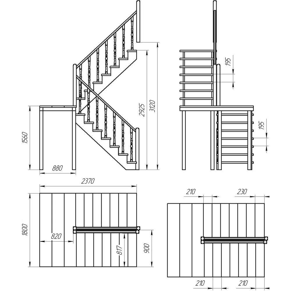 Лестница поворотная 180° ЛЕС-62 универсальная ЛЕСЕНКА STLM-2093506 - Вид №2