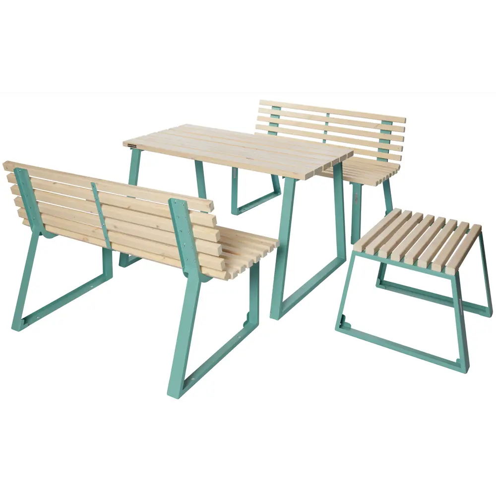 Скамья садовая Summer 120x61.5x77 см металл/дерево белый/голубой Santreyd STLM-2141209 - Вид №3