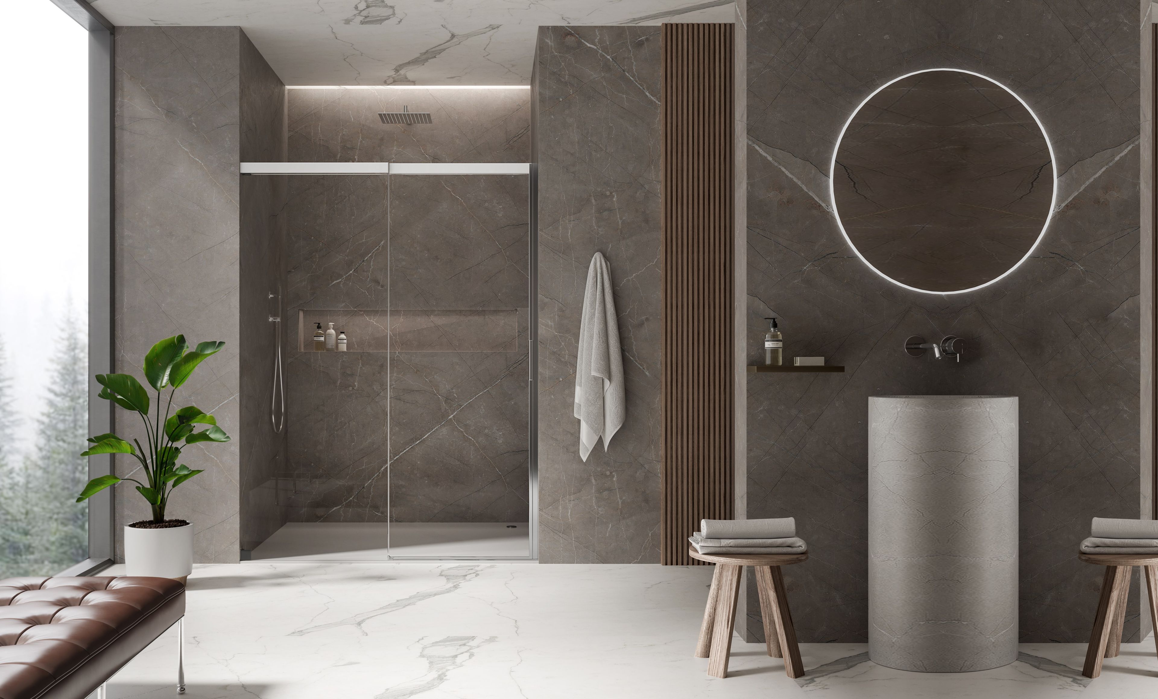 Алюминиевая и стеклянная душевая кабина с раздвижной дверью DUKA вода 5000 ARCH-00071644 - Вид №6