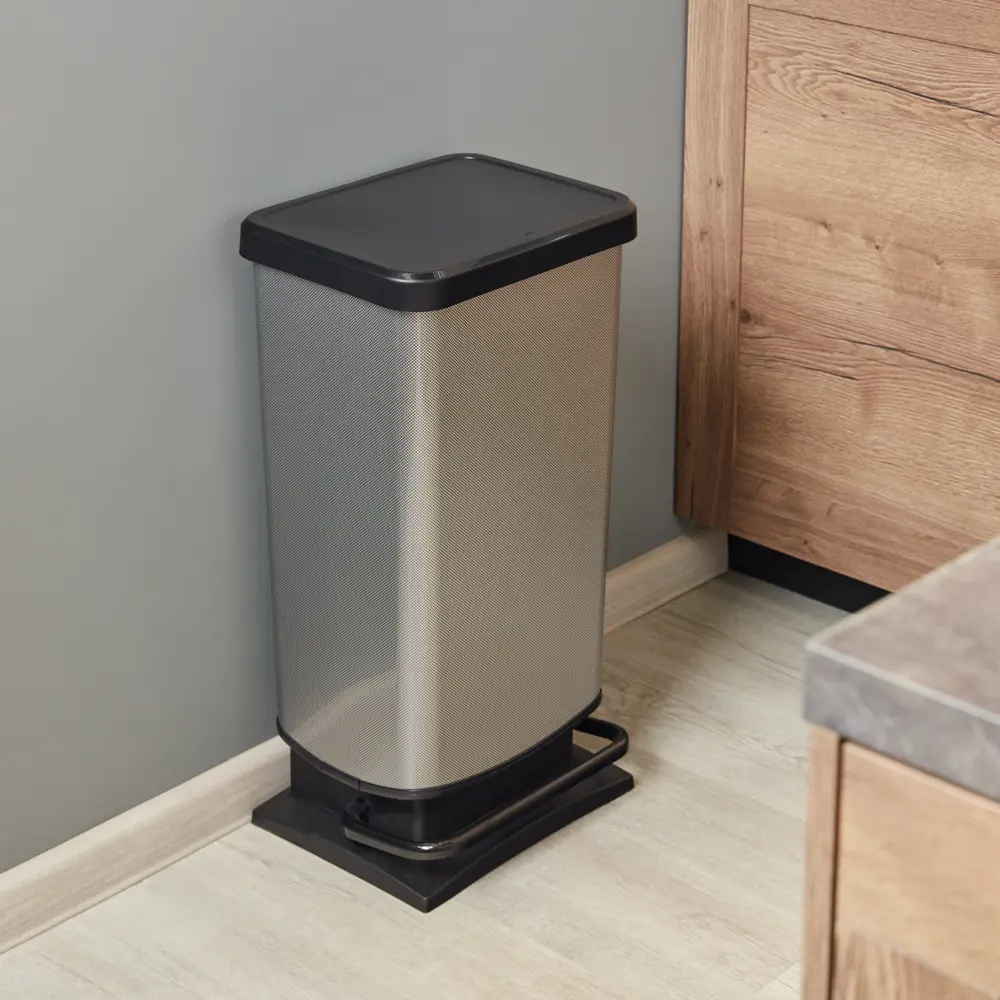 Бак для мусора Delinia с педалью 40 л полипропилен цвет серый STLM-2186545 - Вид №6