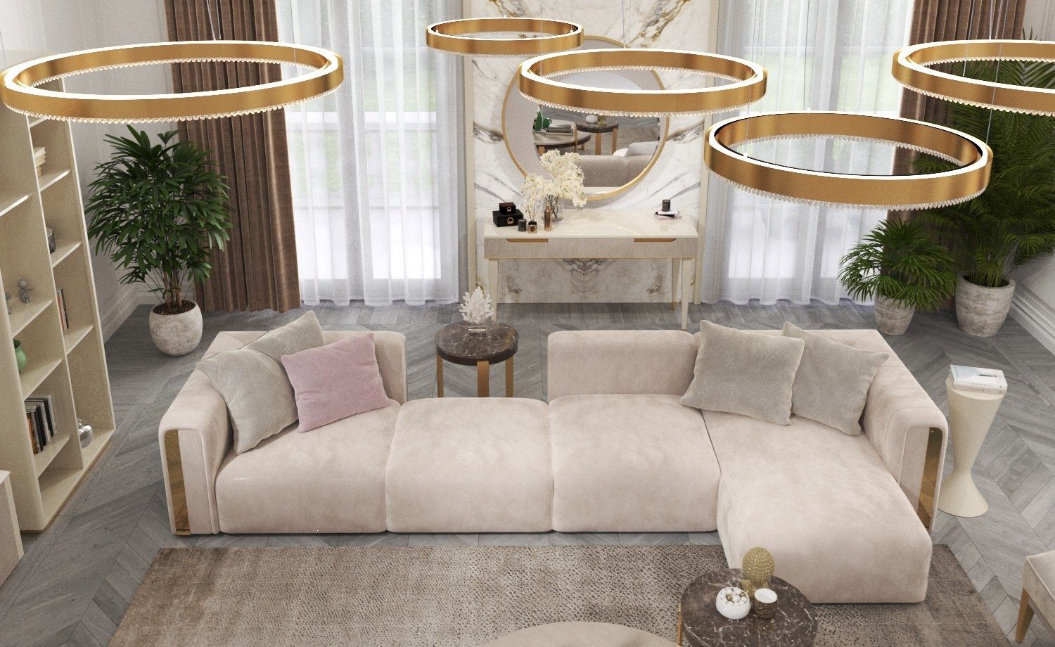 Бархатный диван с полуостровом GUERRA VANNI Clizia ARCH-00049045 - Вид №2