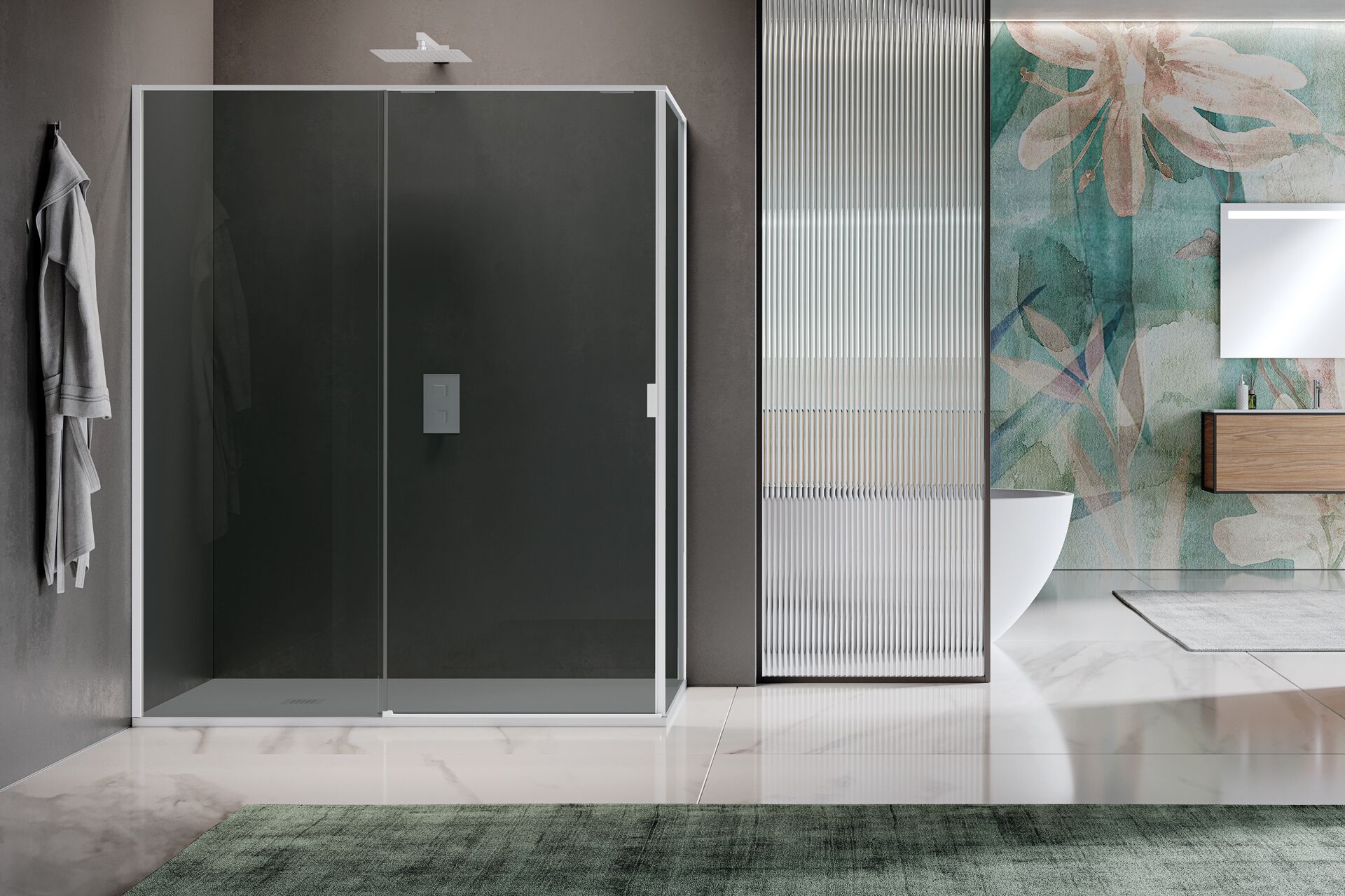 Двухдверная раздвижная дверь только для угла с фиксированной стеной Samo PYXIS ARCH-00023807 - Вид №1