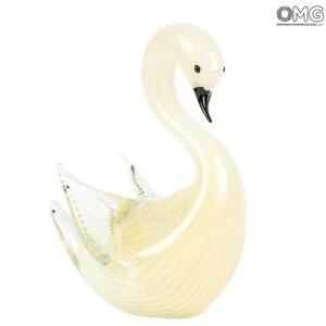 2854 ORIGINALMURANOGLASS Фигурка Грациозный лебедь - золото - Original Murano Glass OMG 10 см