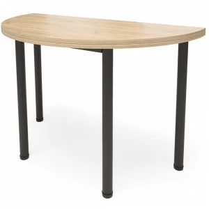 Обеденный стол раздвижной круглый светлый с черными ножками 50-100 см "Далис" MILLWOOD RAW 134454 Бежевый;черный