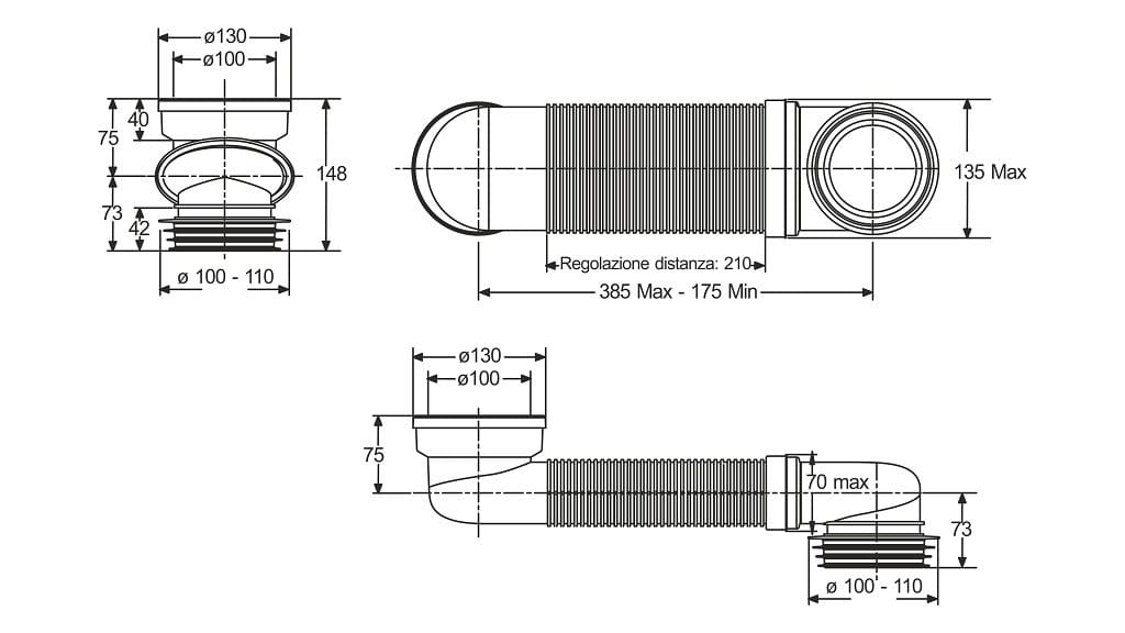 Полипропиленовый дренажный трубопровод Bonomini смещение ARCH-00113673 - Вид №3