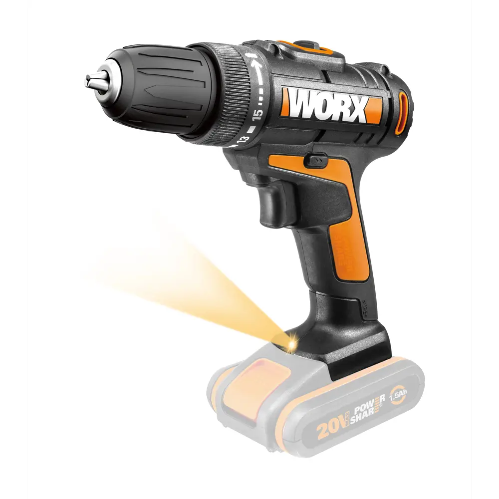 Дрель-шуруповерт аккумуляторная Worx WX101.9, 20 В Li-ion без АКБ и ЗУ STLM-2122340