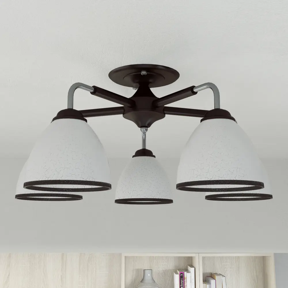 Люстра Inspire Poitiers - черная потолочная с 5 стеклянными плафонами 85113381 STLM-0058958 - Вид №2