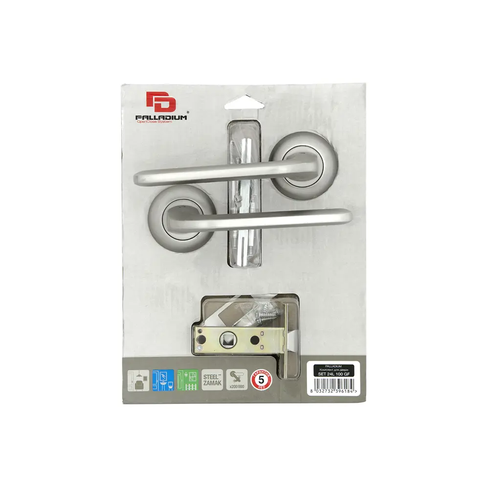 Комплект дверных ручек 24L 100 GF, без запирания, цвет матовый никель PALLADIUM STLM-2092333 - Вид №2
