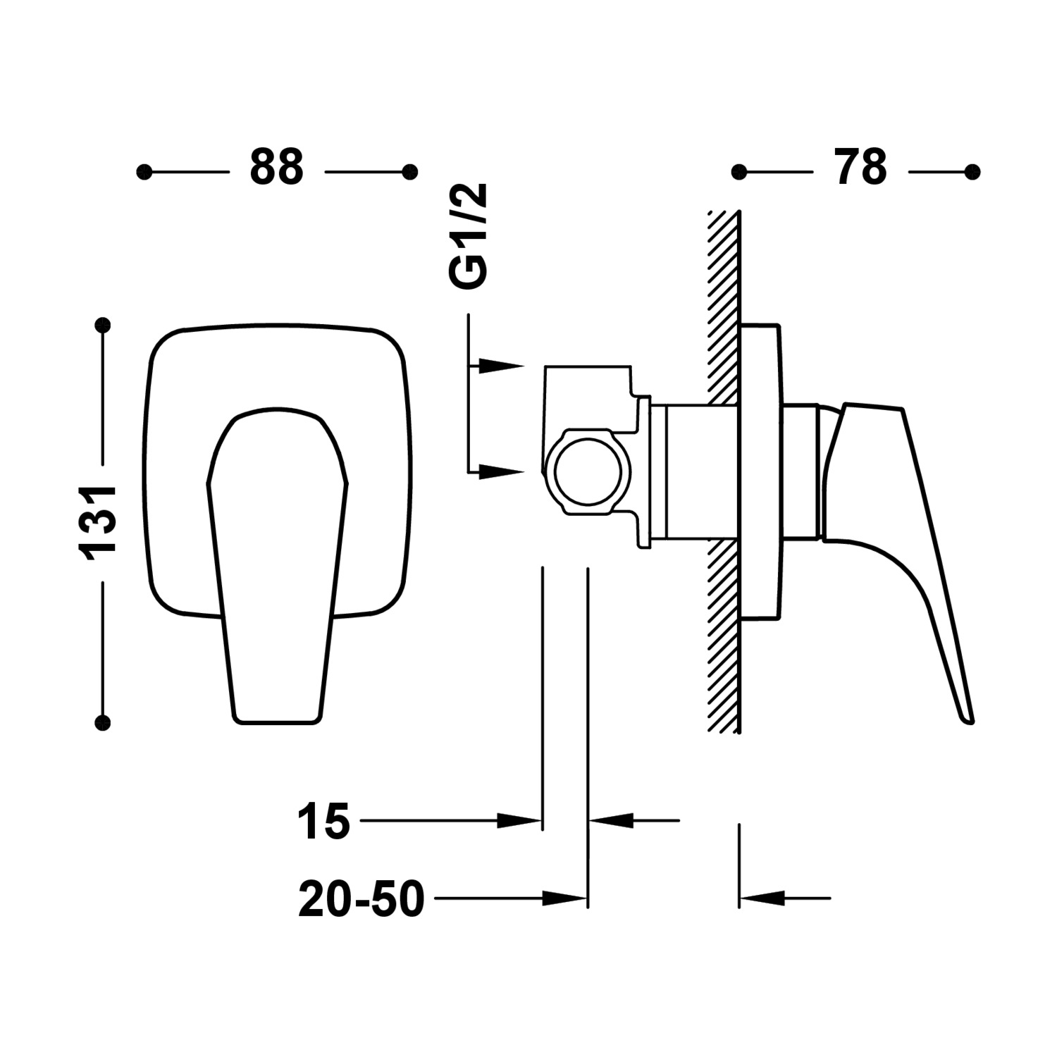 Смеситель для душа CANIGÓ с одной ручкой, 1-ходовой смеситель для душа-21717701 TRES Canigo - Вид №1