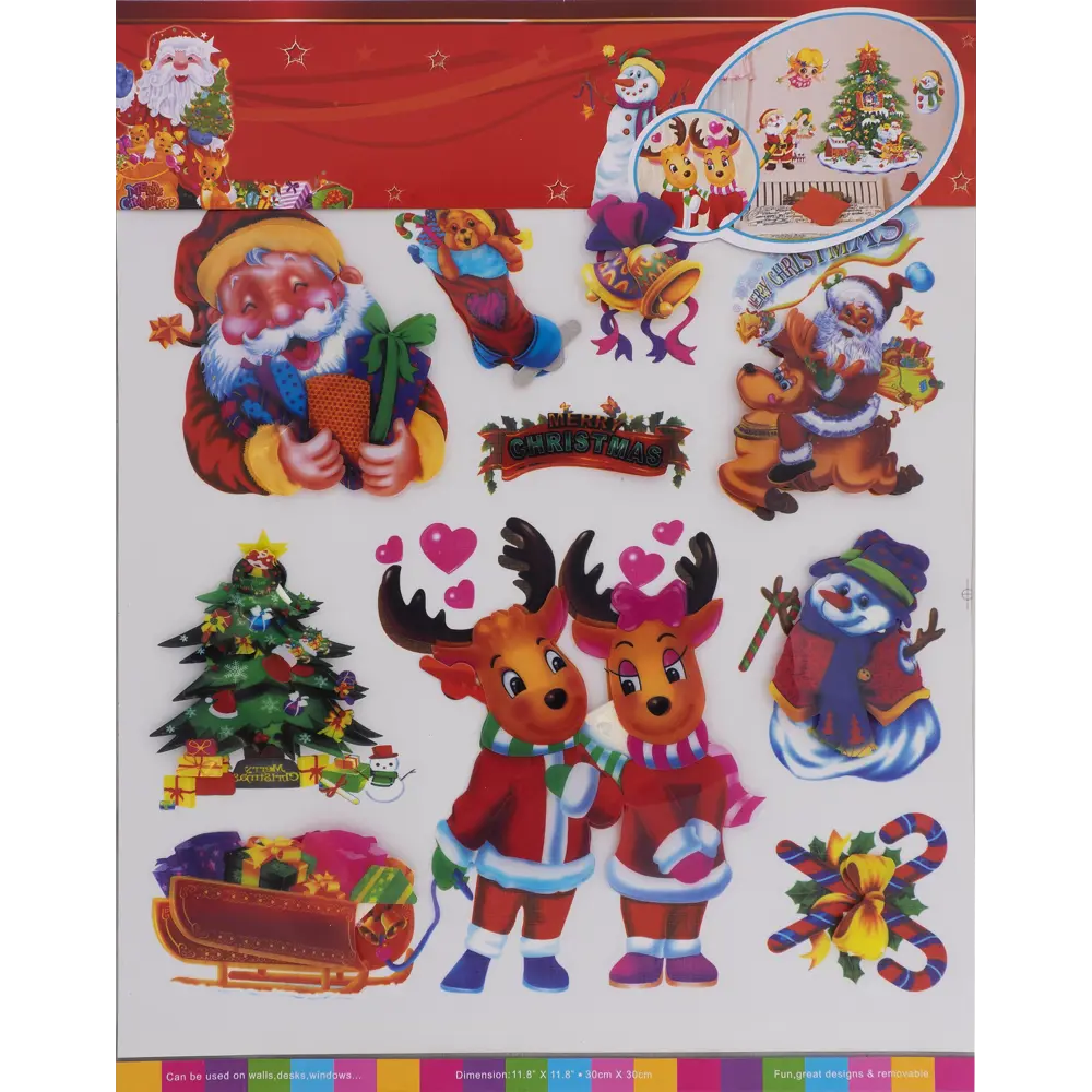 Наклейки 3D «Олени и Санта» Santreyd STLM-2046894