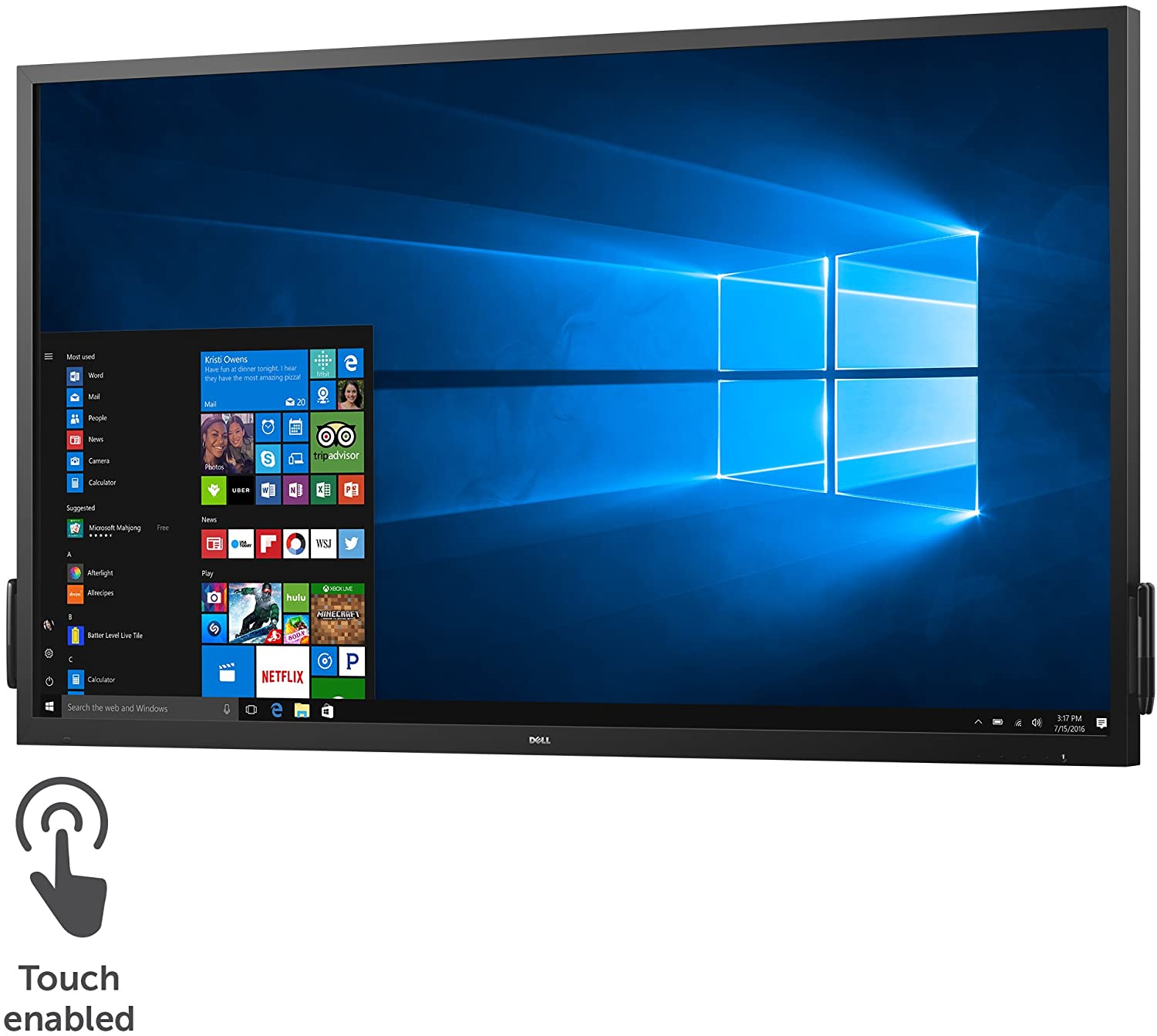 7017-4855 c7017t, 69.5",16:9, va, 10 points multi touch, 1920x1080, 6ms, 400cd/m2, 4000:1, hdmix2, vga, dp, 2x10w spk, 3xusb, black, 3 y Dell Santreyd  - Вид №2