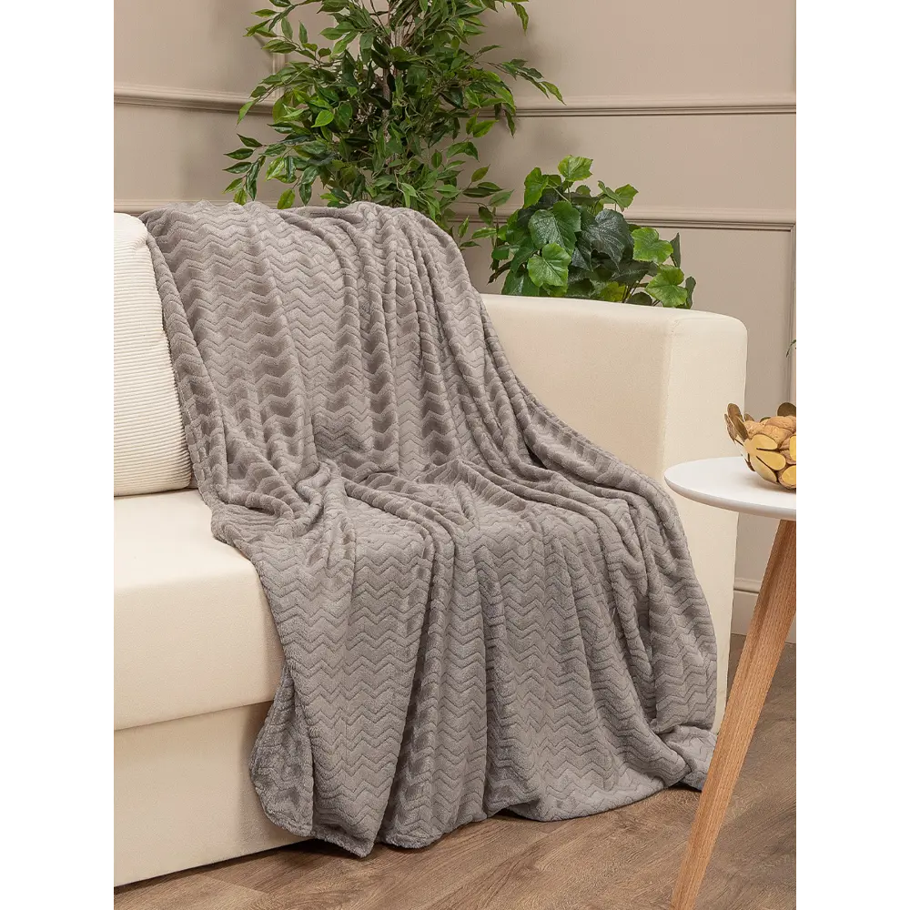 Плед Зигзаг 200x220 см фланель цвет бежевый TEXREPUBLIC STLM-2159629 - Вид №5