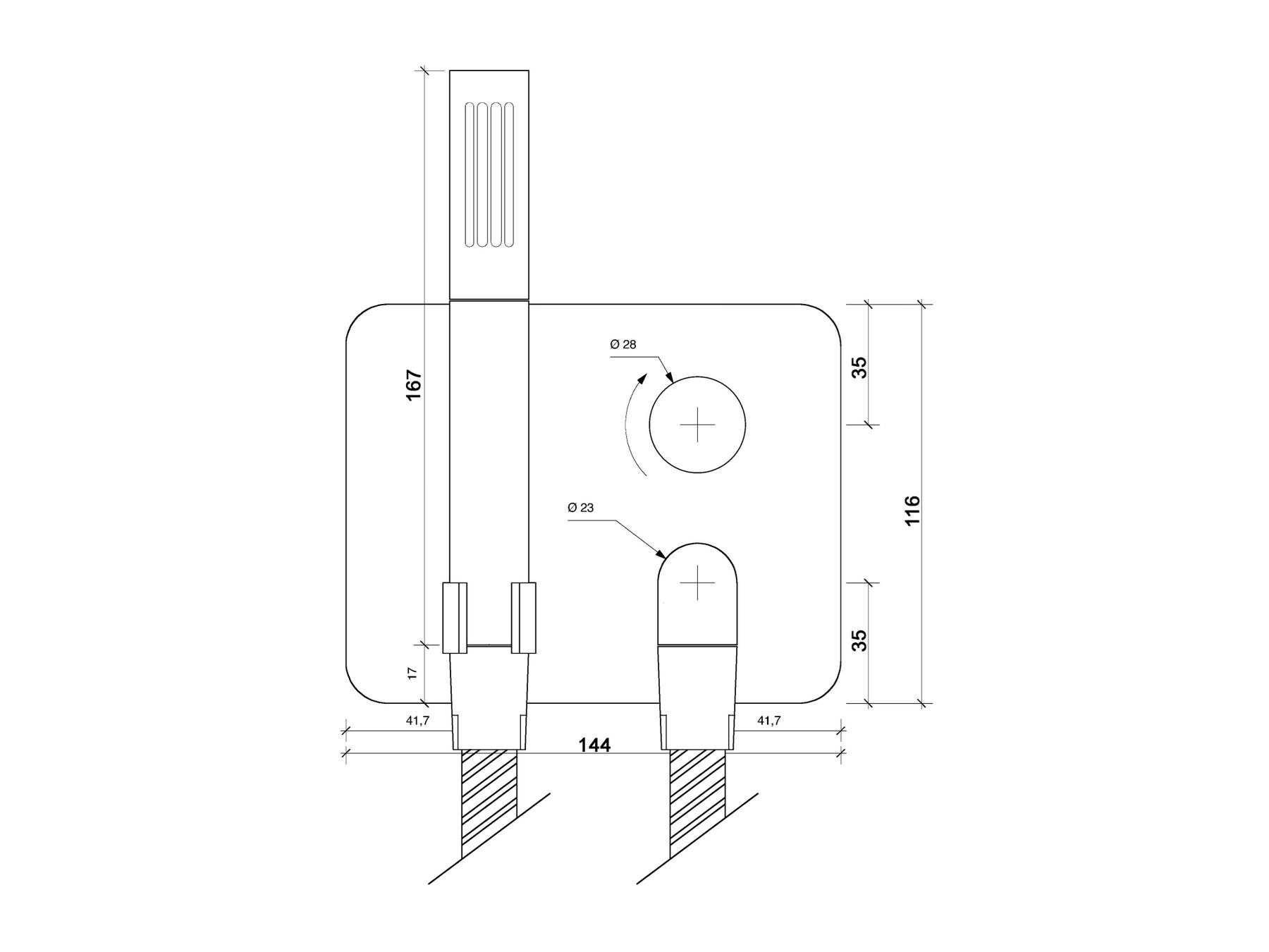 Смеситель для душа с ручным душем с пластиной rvb слайд ARCH-00115832 - Вид №2