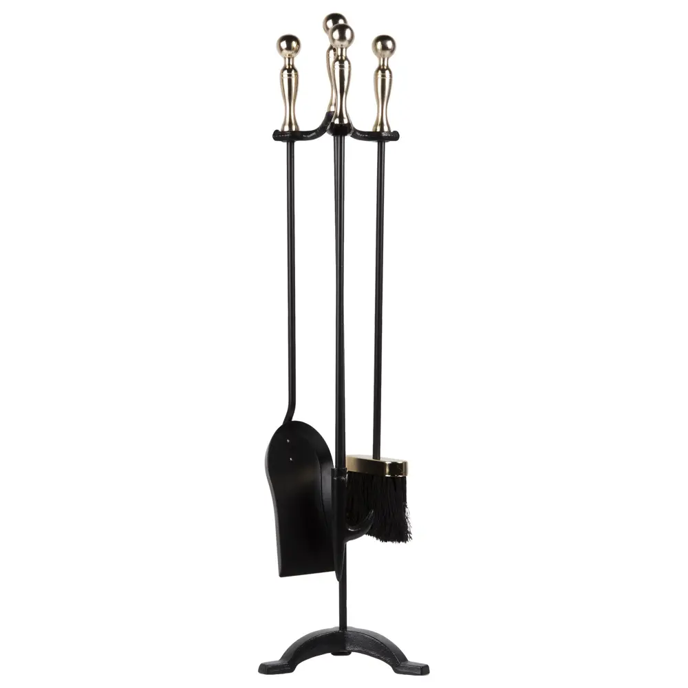 Набор каминный D41111PК, 3 предмета, цвет чёрный/латунь REALFLAME STLM-2154818