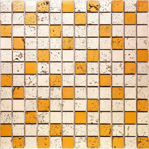Декоративная мозаика GLY-2-5-305x305 30.5x30.5см травертин цвет бежевый SKALINI Goldy
