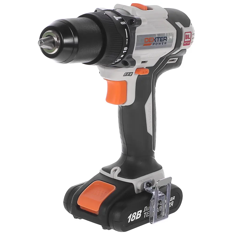 Дрель-шуруповерт бесщеточная ударная Dexter Power CDI218BD.2, 18 В Li-ion 2 Ач STLM-2011710