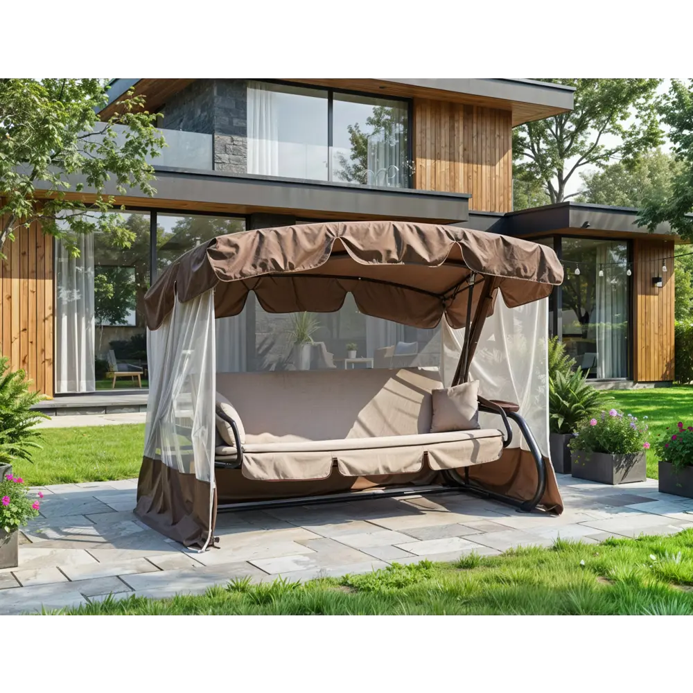 Качели садовые BEGINIA Aniva 3-х местные до 250 кг металл цвет коричневый STLM-2071791 - Вид №6