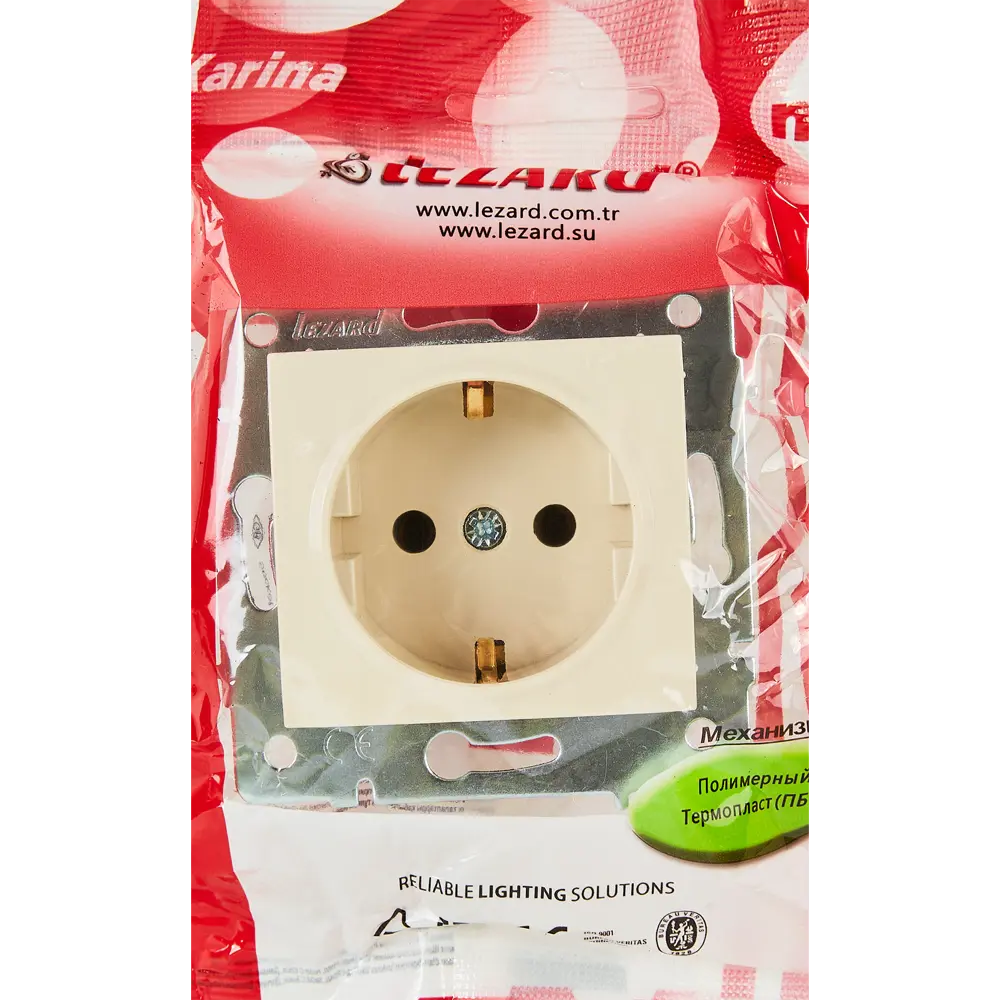 Розетка Lezard Karina с заземлением цвет кремовый STLM-2039675 - Вид №7