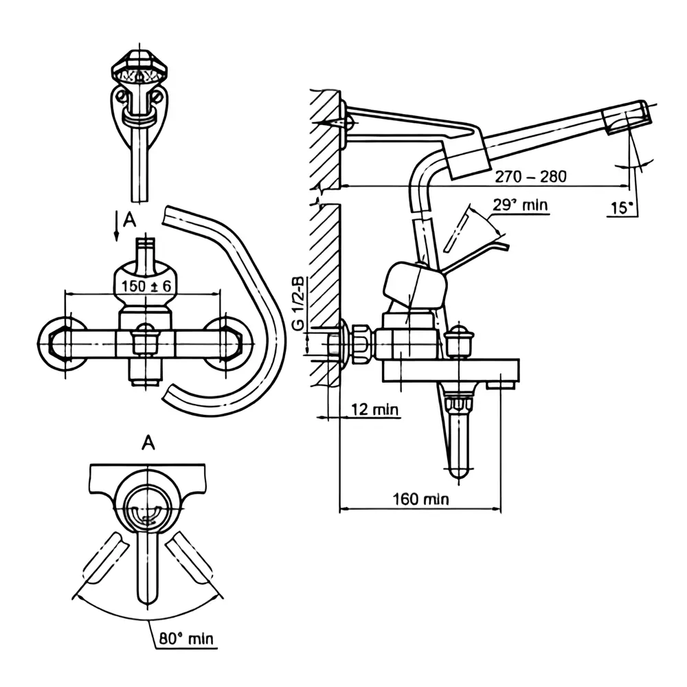 Смеситель для ванны Пенза однорычажный с лейкой и шлангом цвет хром Santreyd STLM-2187422 - Вид №4