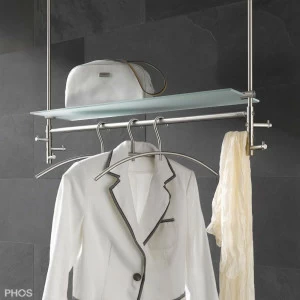 T3DG Подвесной шкаф со штангой для одежды, потолочный со стеклянной полкой PHOS