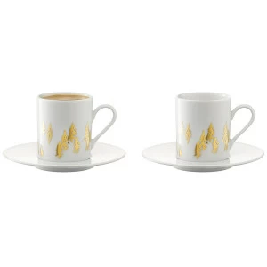 Набор из 2 чашек для кофе с блюдцами 0,1 л Fir metallic LSA INTERNATIONAL FIR METALLIC 00-3863553 Золото