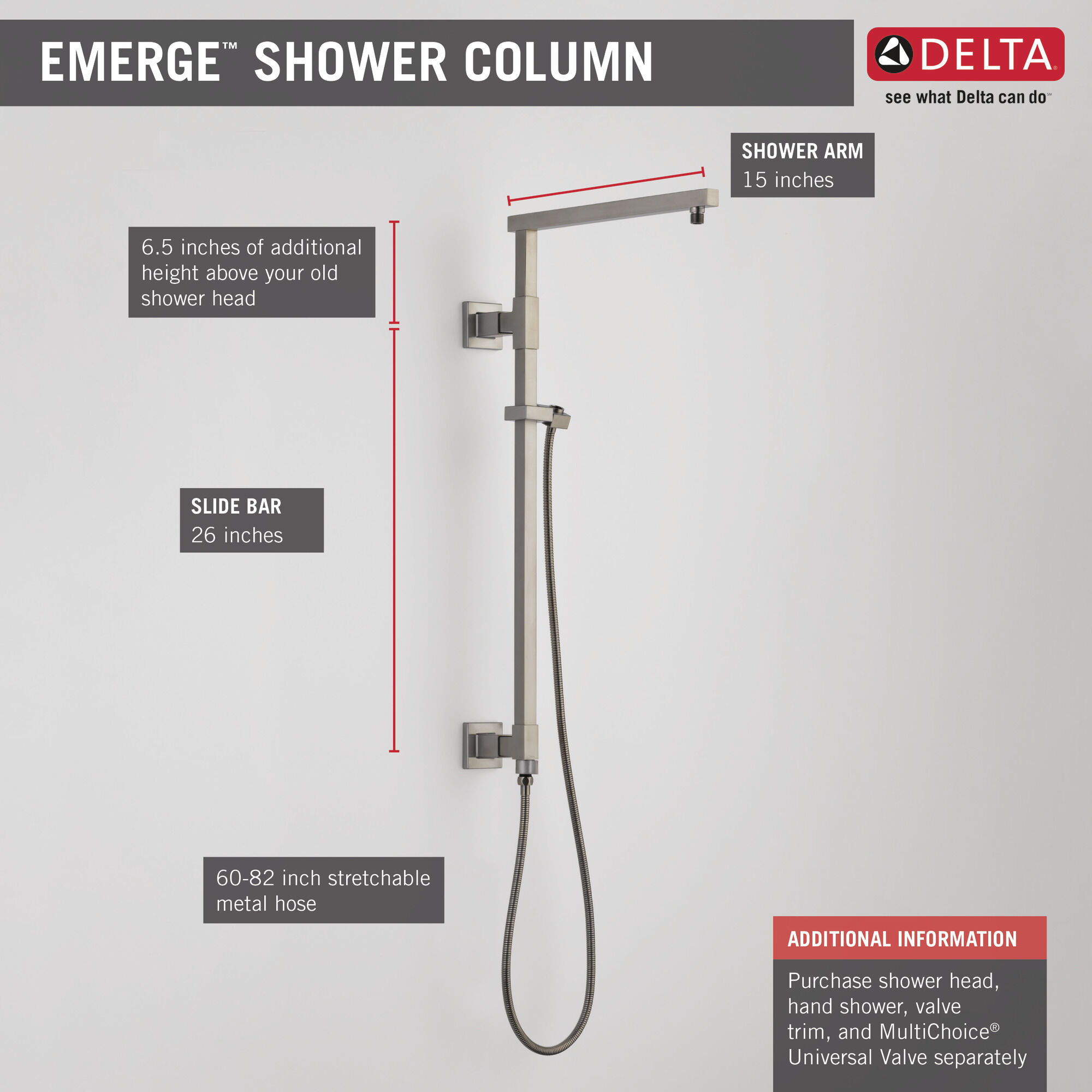 Душевая колонна угловая 26 дюймов Delta Faucet 58420-SS - Вид №13